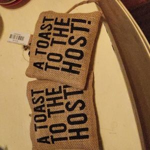 2 sets seagrass coasters with burlap bags. 615FHC2